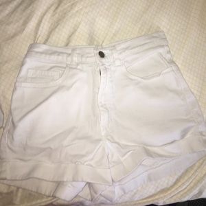 White High-Waisted Jean Shorts